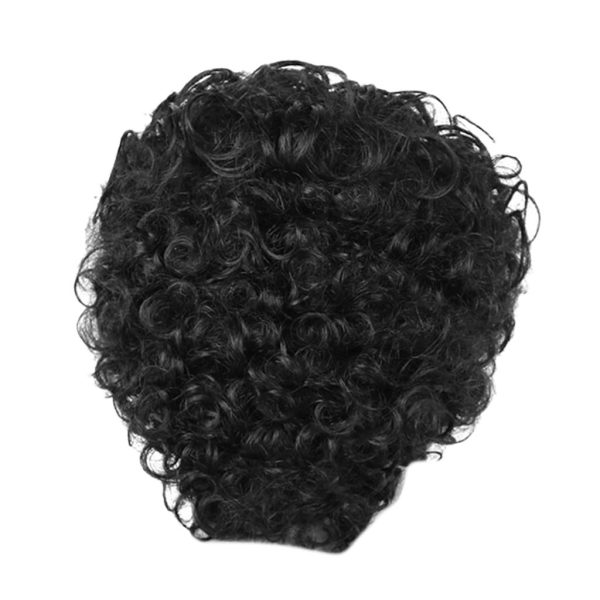 Max Natural Human Hair Women Afro Curly Wig Short Curling Wigs Cosplay Black on Sale