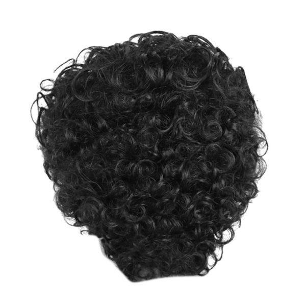 Max Natural Human Hair Women Afro Curly Wig Short Curling Wigs Cosplay Black on Sale